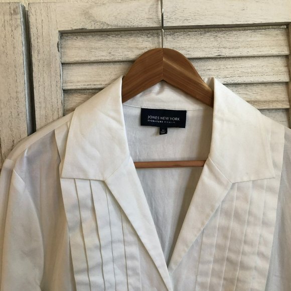 NWT Jones New York White Oxford Tuxedo Blouse 1X - Picture 3 of 9
